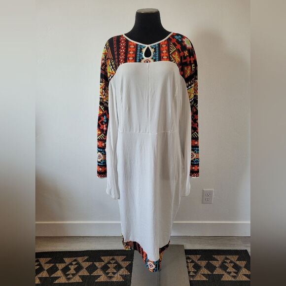 Aztec Tribal Dress Ceremonial Colorful Southwestern Bohemian Retro 70s XXL - Picture 2 of 15